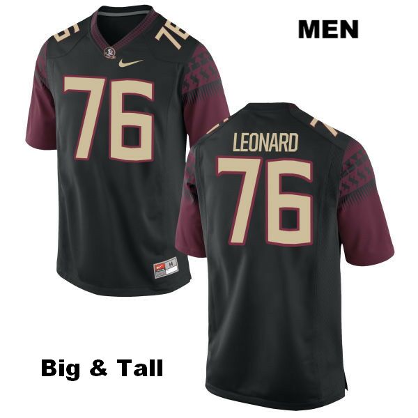 Men's NCAA Nike Florida State Seminoles #76 Rick Leonard College Big & Tall Black Stitched Authentic Football Jersey ZWR3669HR